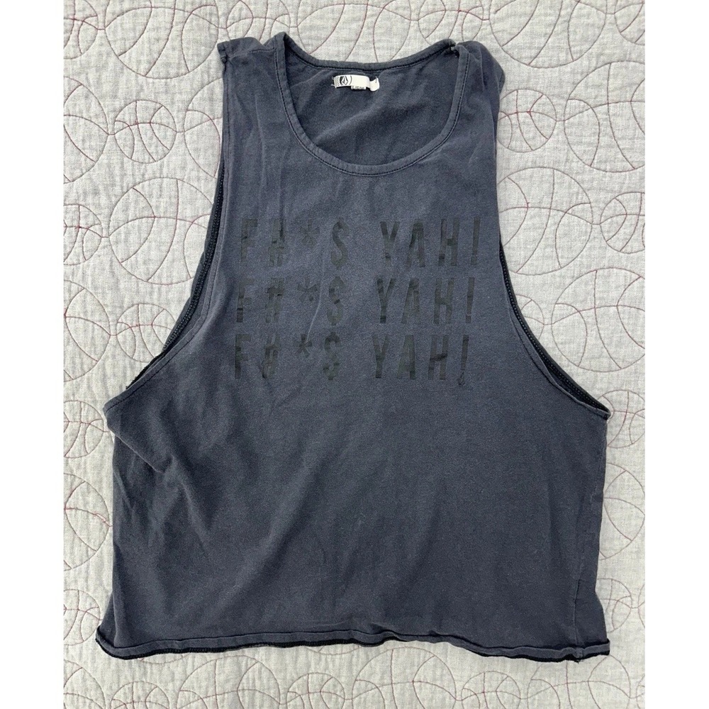 Y2K Volcom Toughen Up Muscle Tee Tank Top F#*$ YEAH‎ / Women's Large 14